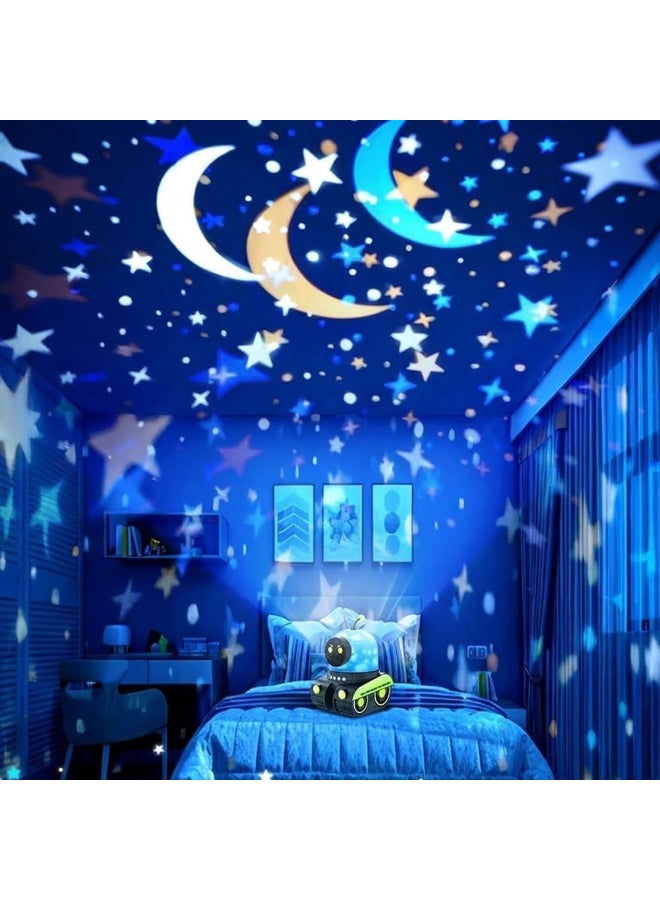 Kids Cartoon Projector Night Light, Star & Moon Projector Lamp for Children’s Bedroom and Nursery, Cute Robot Night Light for Boys and Girls - Image 2